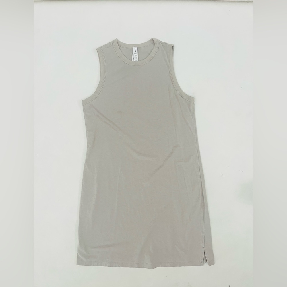 Lululemon Sleeveless Mini Dress size 6 taupe tan classic fit cotton blend dress